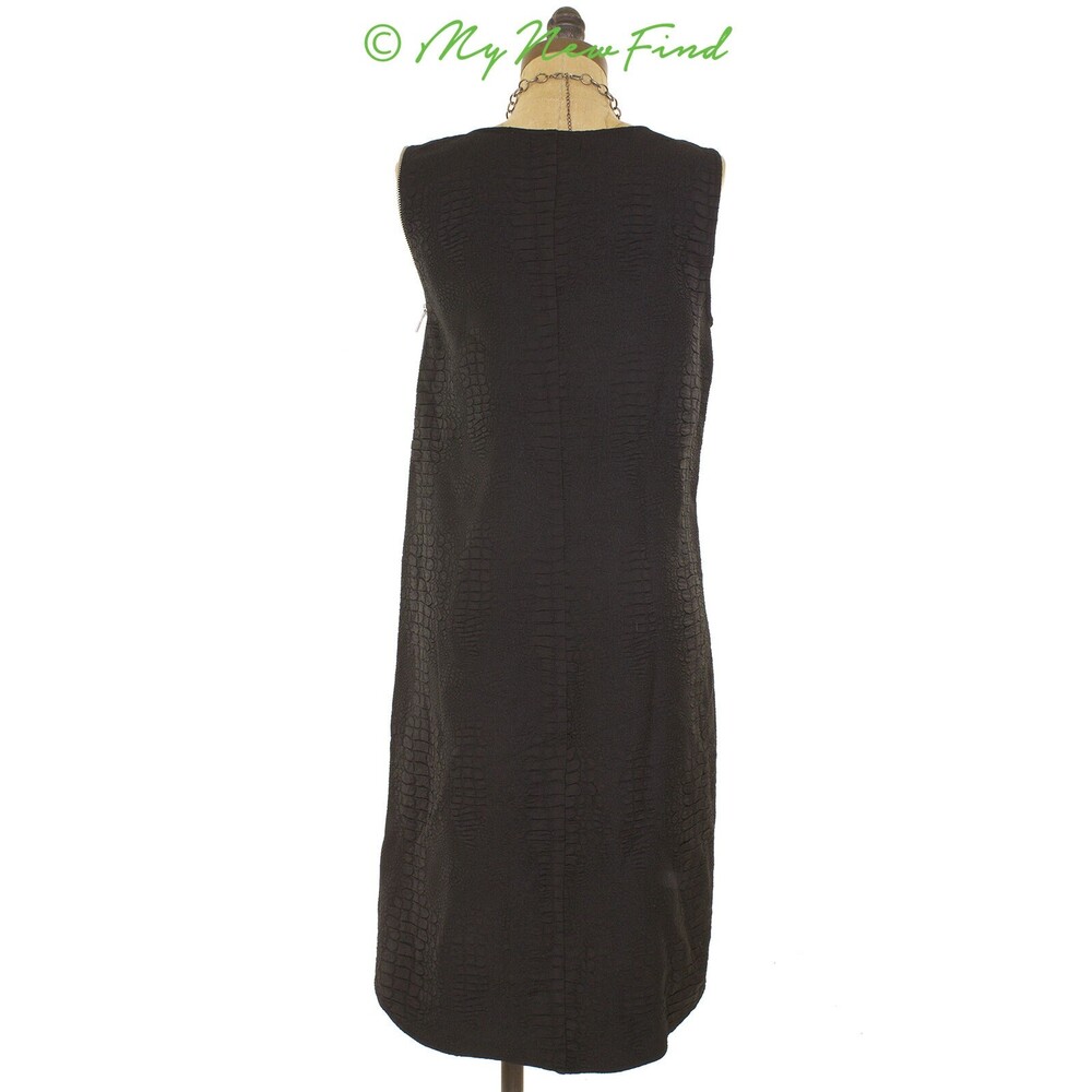 Trouve Nordstrom Midi Sheath Dress M Sleeveless Zip Back Textured Black NEW B58 - Picture 3 of 3